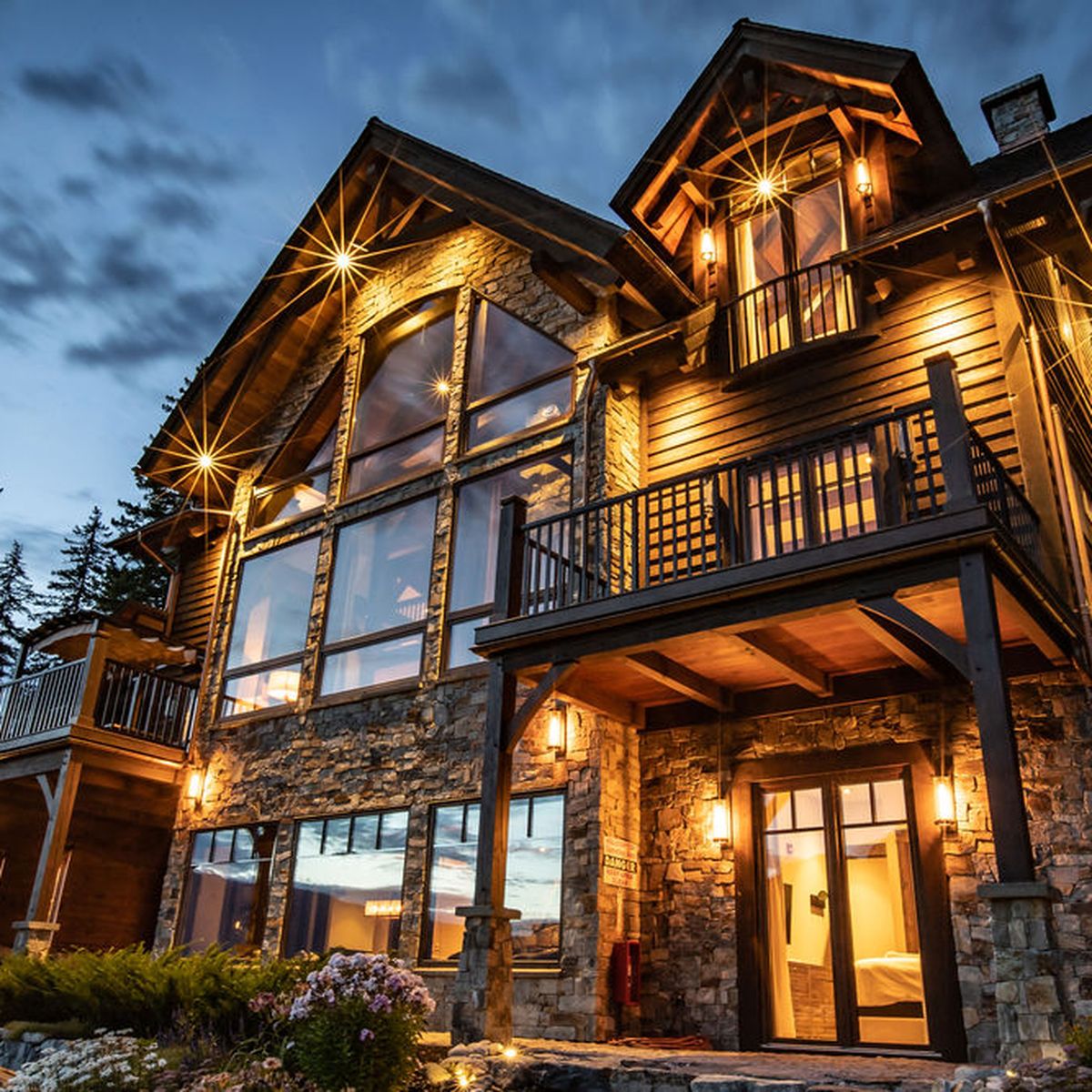 exterior of timber frame luxury chalet in revelstoke