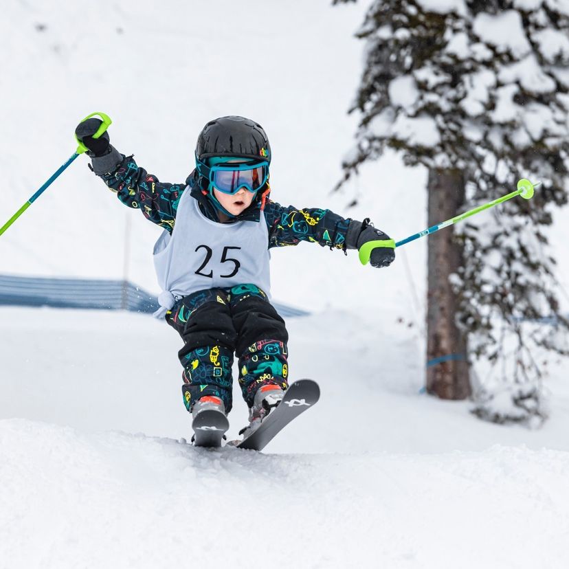 kid skiing in terrain park