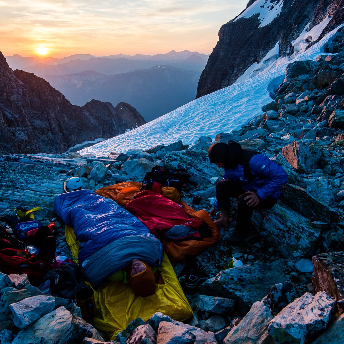 sleeping on the side of mountain