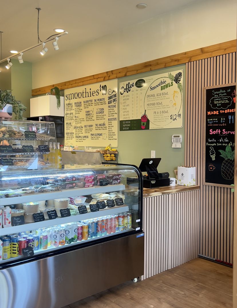 little shop interior with menu board
