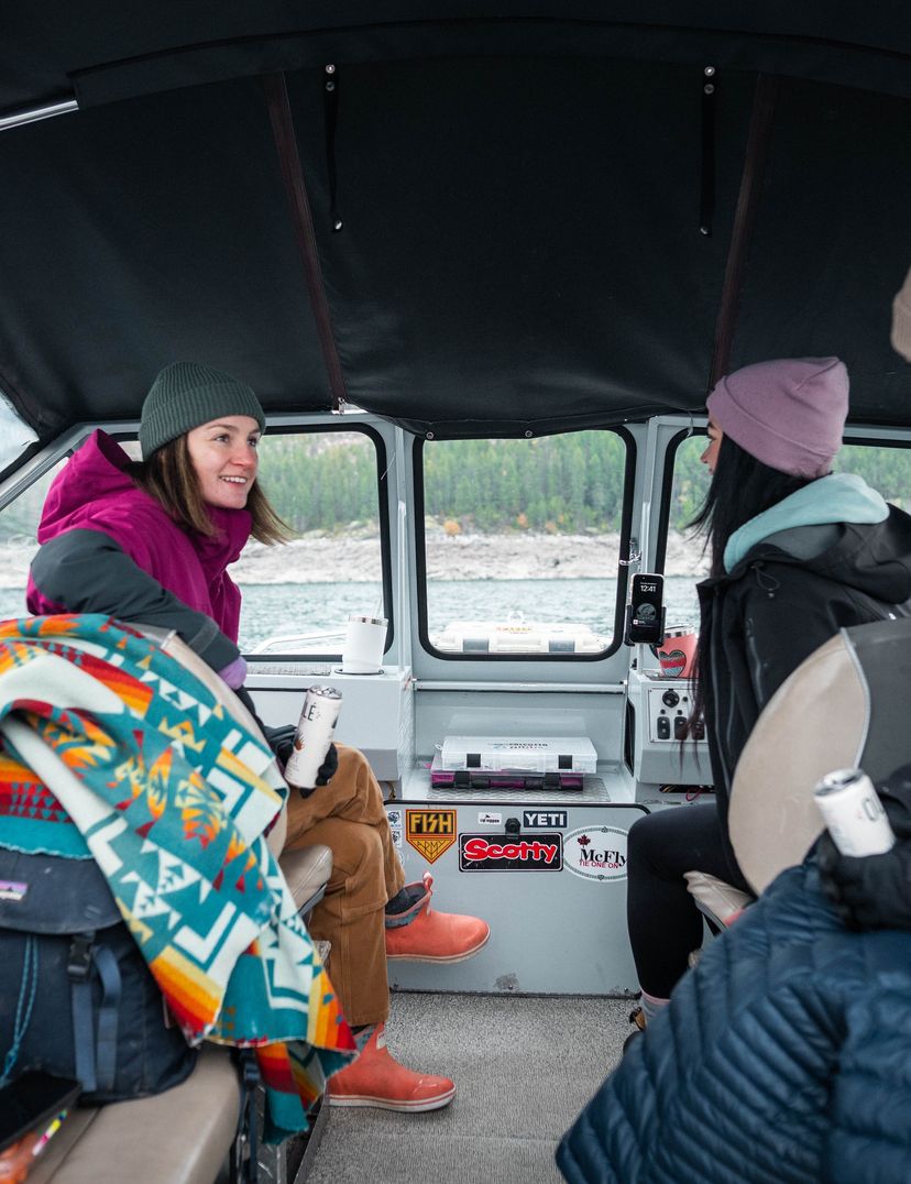 group of girls in fishing boat