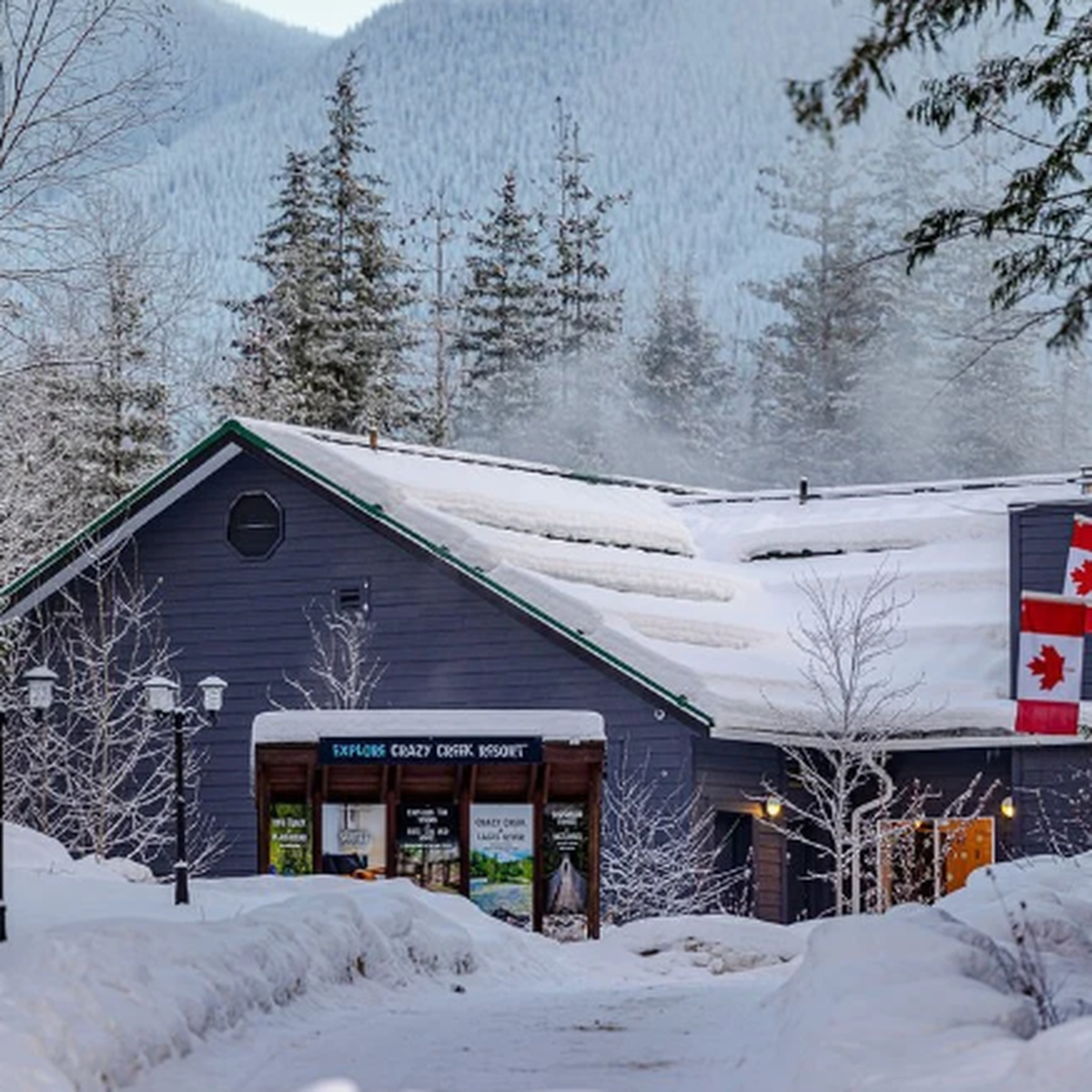 snow covered check in desk