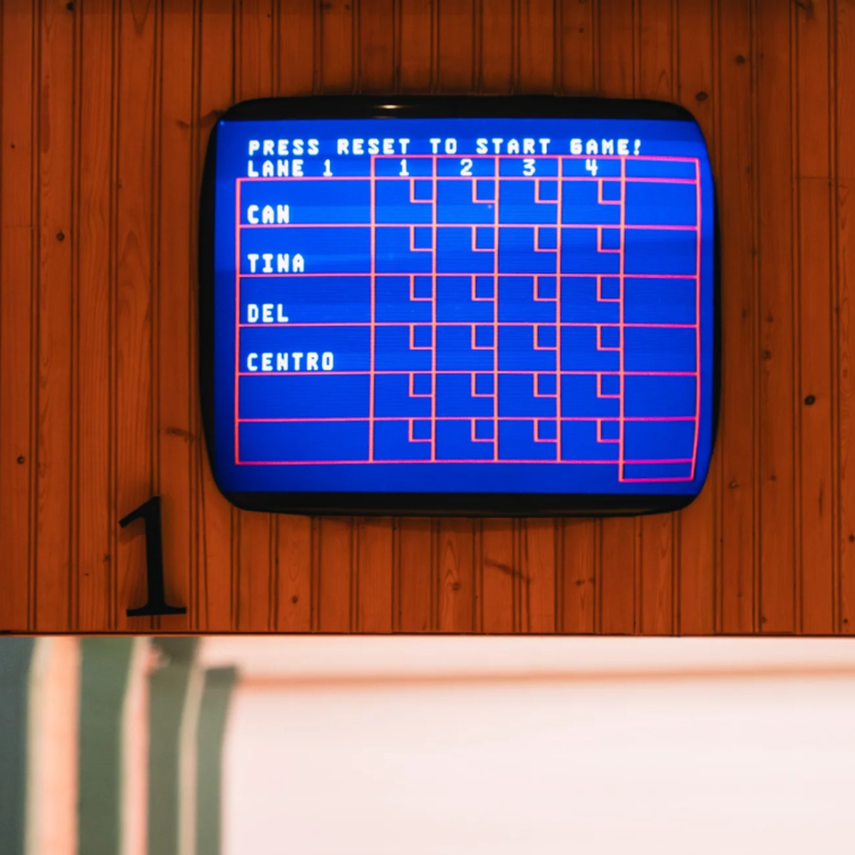 old school bowling score board on tv
