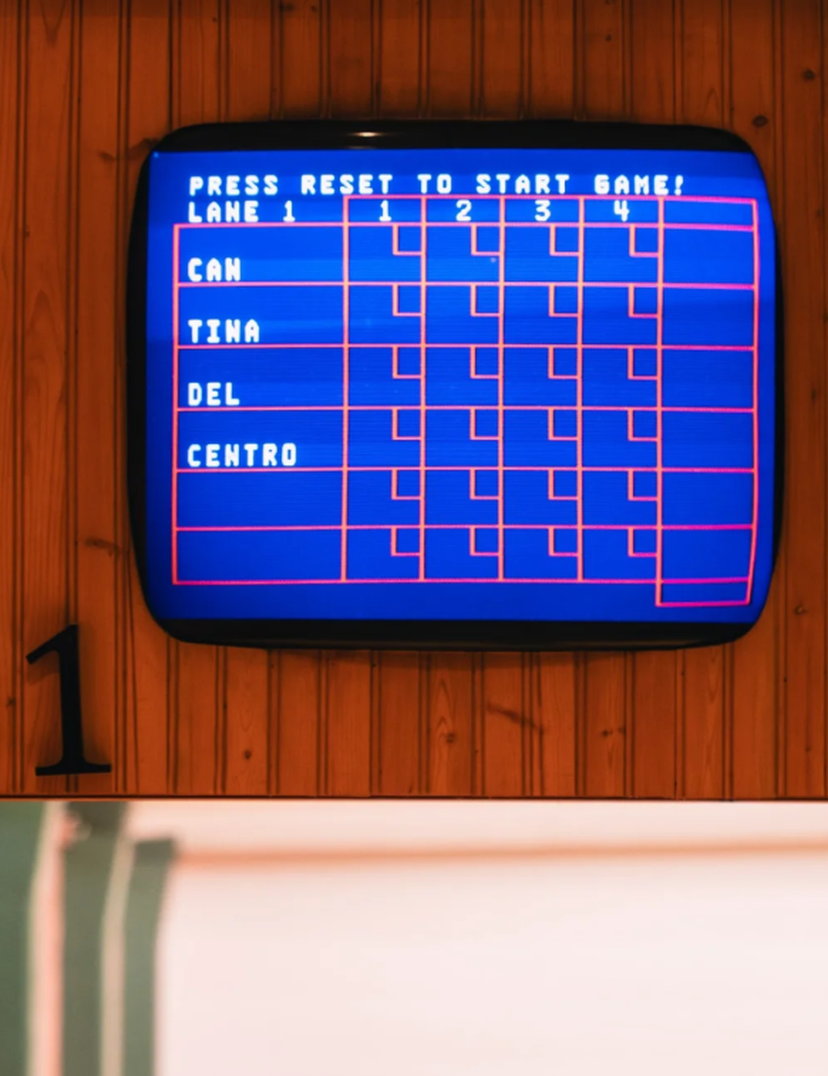 old school bowling score board on tv