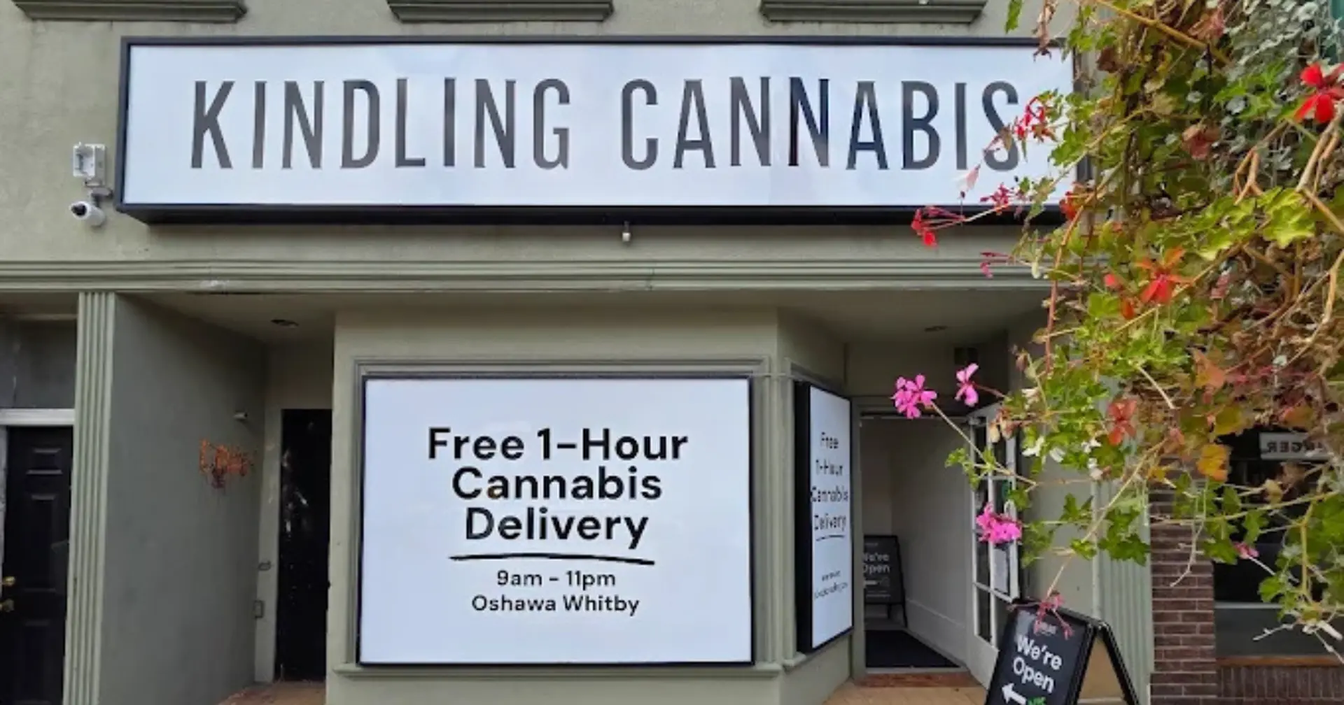 Storefront of Kindling cannabis store at 22 Simcoe St S, Oshawa (L1H 4G2)