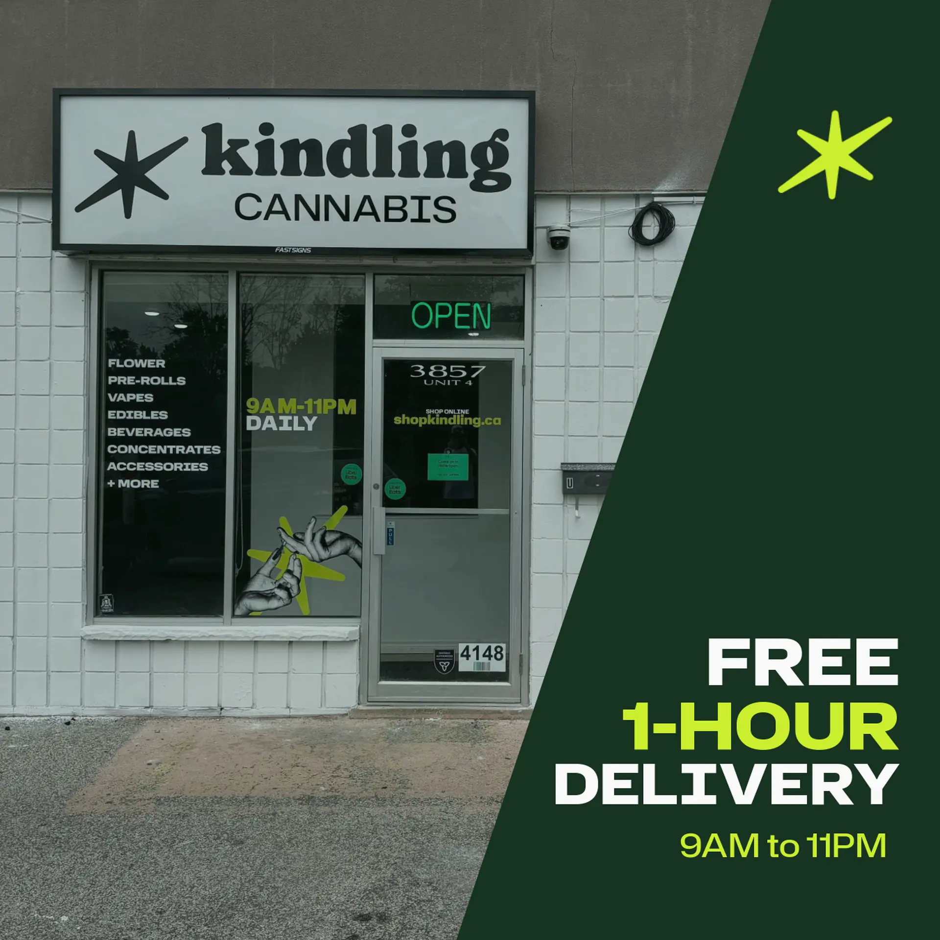 kindling cannabis 1 hour free delivery home page hero windsor grand opening