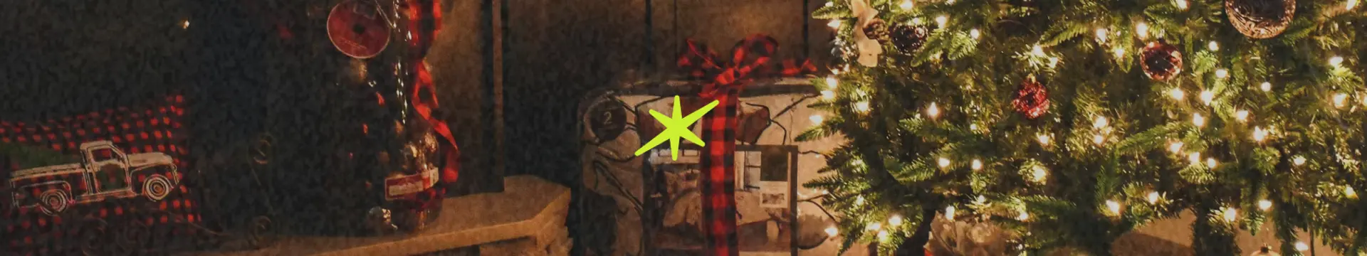 Christmas tree gifts lights kindling cannabis dispensary delivery service logo in neon