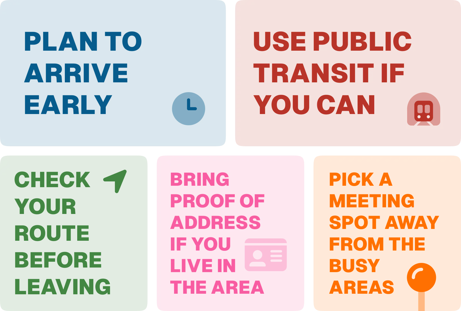 Tips for Concert Days Plan to arrive early Use public transit if you can Check your route before leaving Bring proof of address if you live in the area Pick a meeting spot away from the busy areas