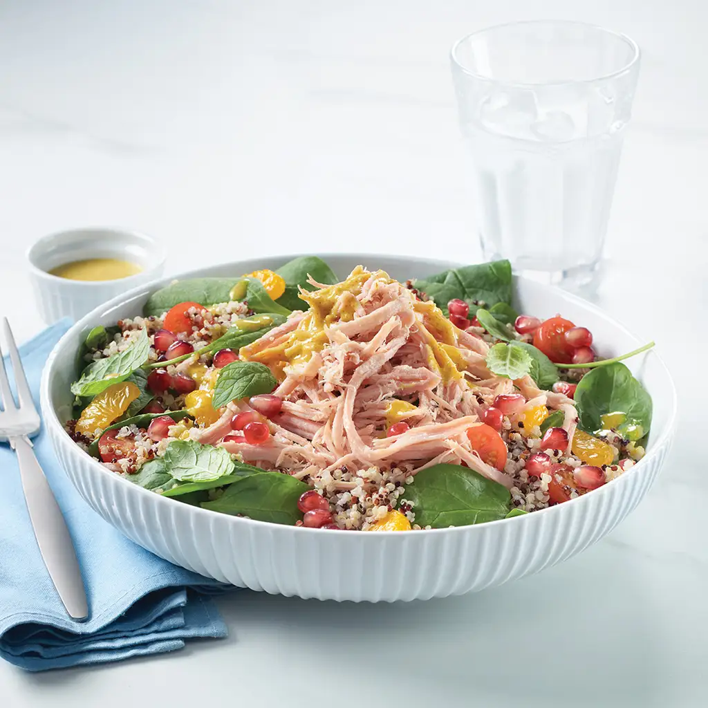 Salade d'épinard avec jambon fumé effiloché