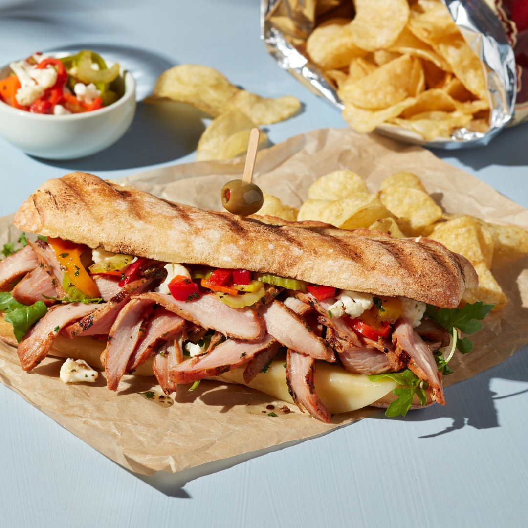 Sandwich italien à la bavette de porc steakhouse et giardiniera