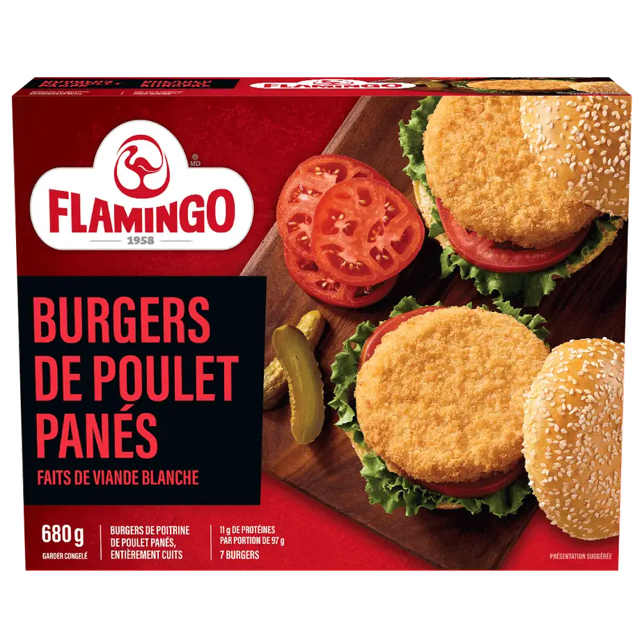 Burgers de poulet panés Flamingo