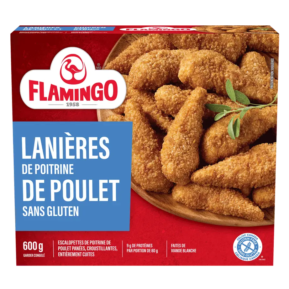 Lanières de poitrine de poulet sans gluten Flamingo