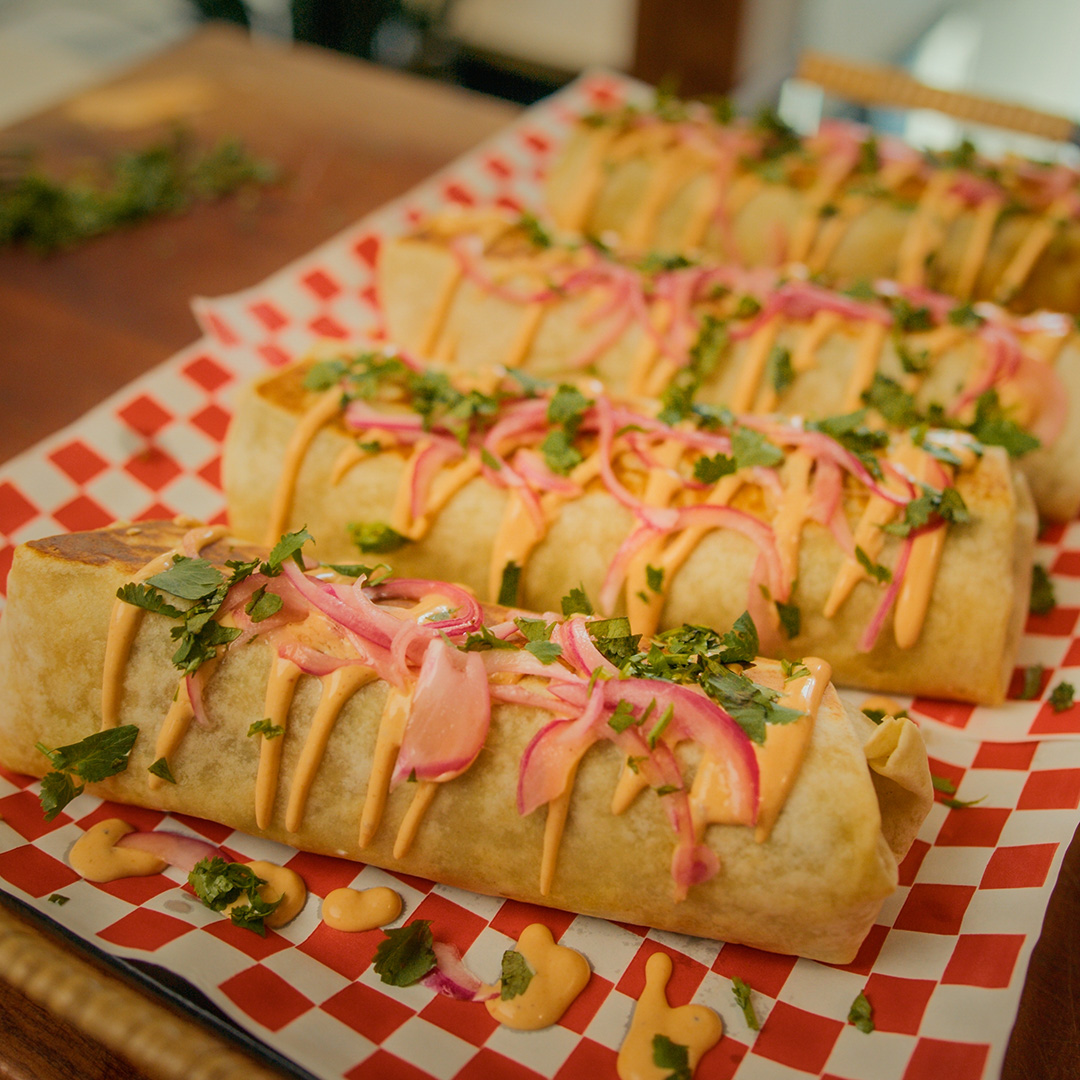 burritos style tex mex au porc effiloché et mayonnaise épicée