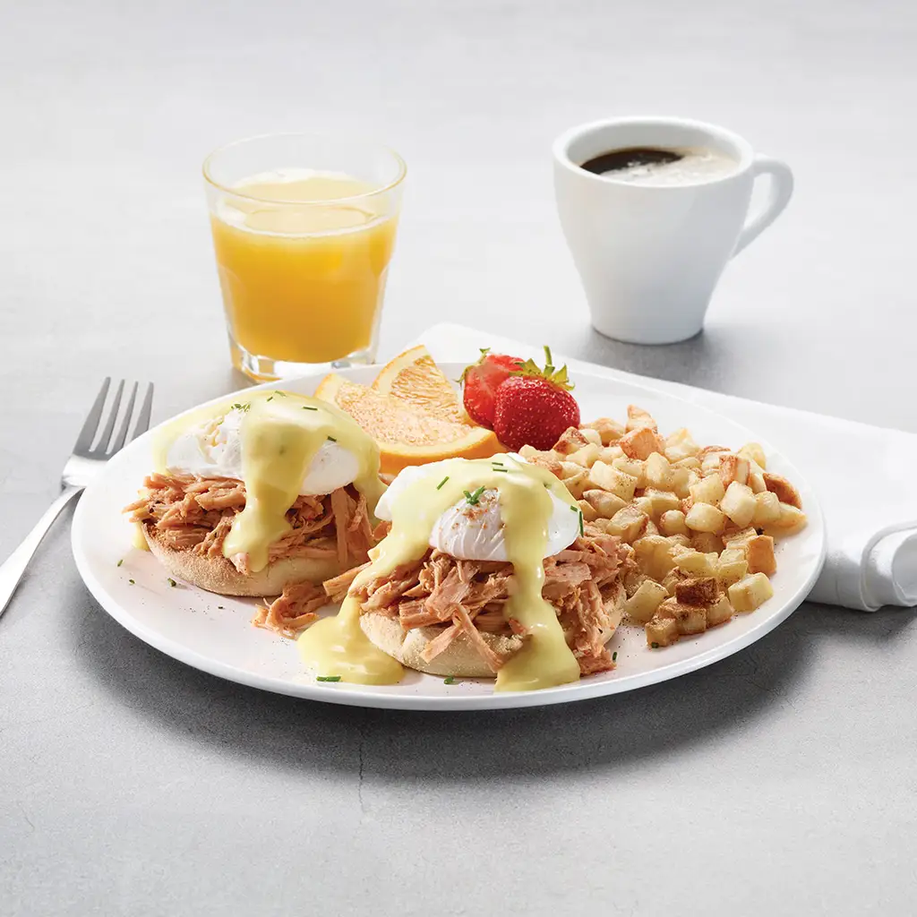 Oeuf benedictine avec jambon fumé desossé effiloché