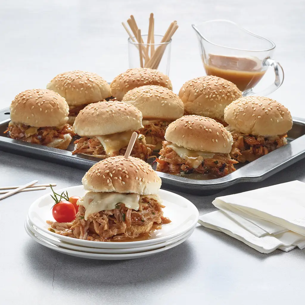 Mini burger au jambon fumé désossé effiloché