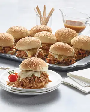 Mini burger au jambon fumé désossé effiloché