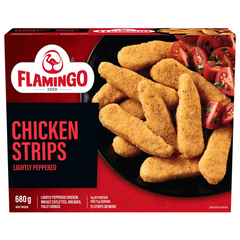 Flamingo chicken strips lightly peppered