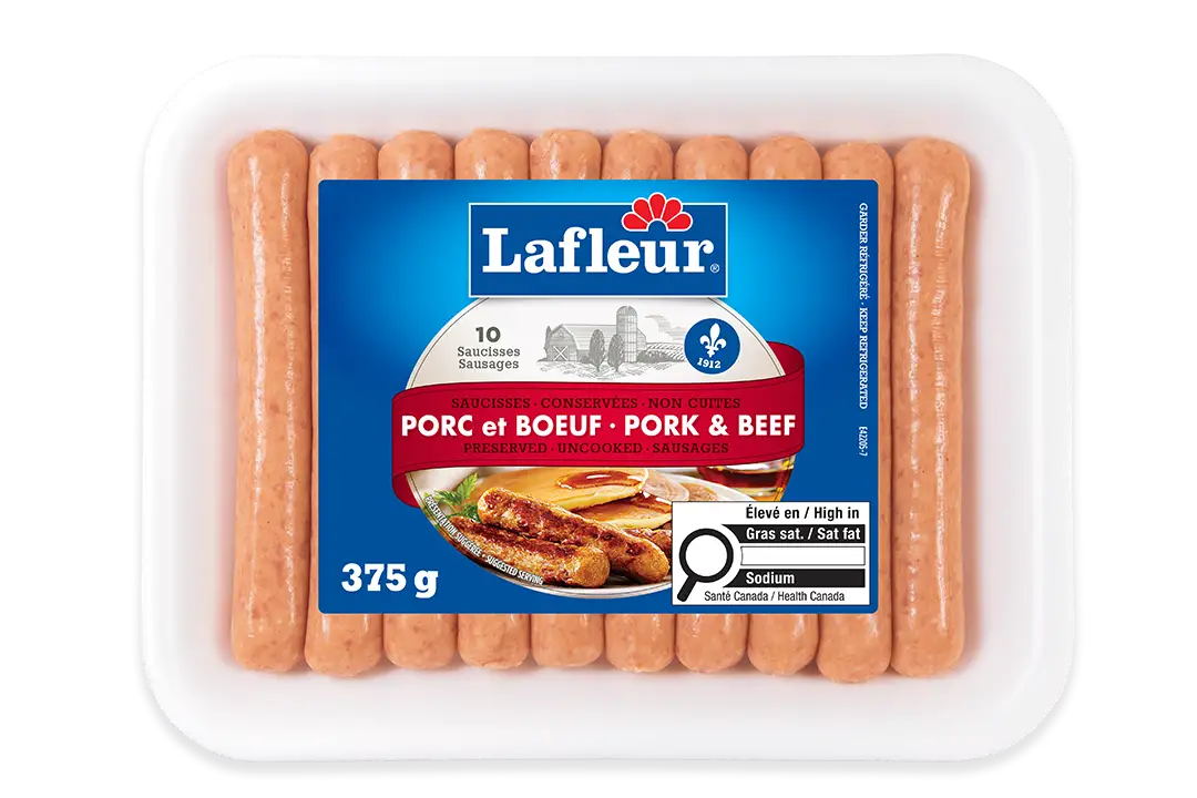 Saucisses fraîches porc et boeuf paquet de 375g