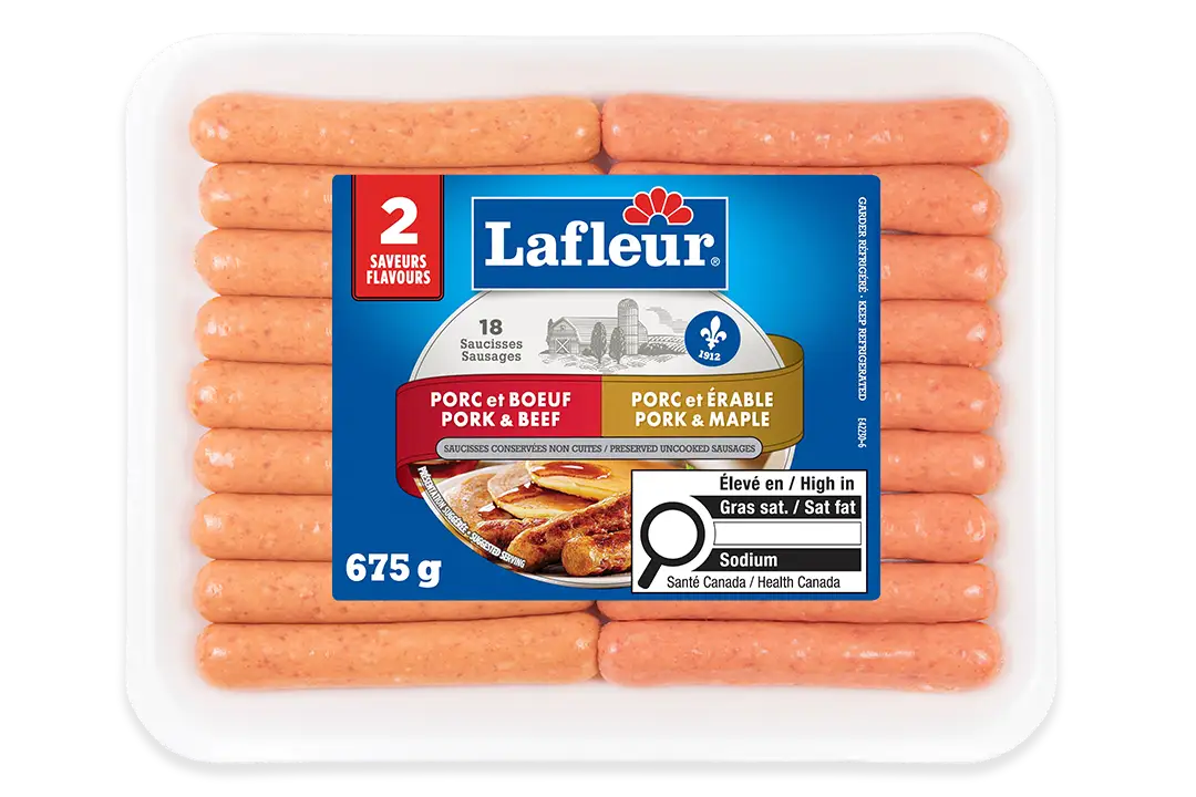 Saucisses fraîches porc et boeuf et à l'érable Lafleur