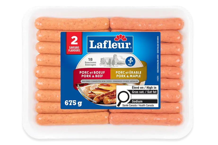Saucisses fraîches duo porc et boeuf, et porc et érable