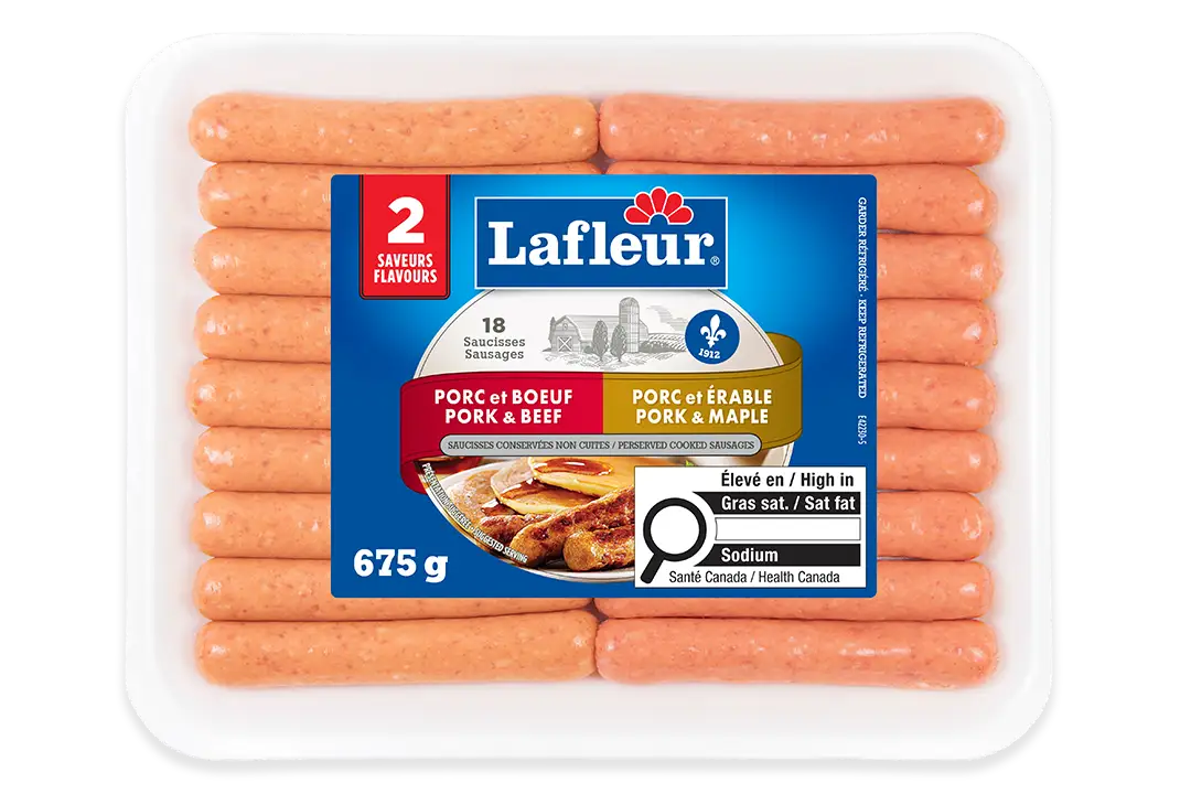 Saucisses fraîches duo porc et boeuf, et porc et érable