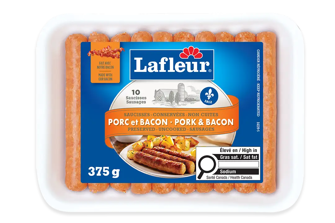 Saucisses fraîches porc et bacon