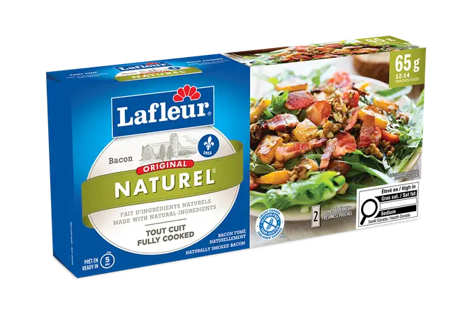 Bacon tout cuit fait d'ingrédients naturels