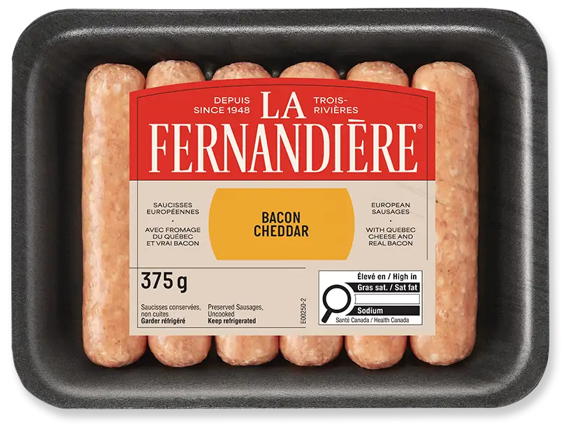 Saucisses signatures bacon cheddar La Fernandière