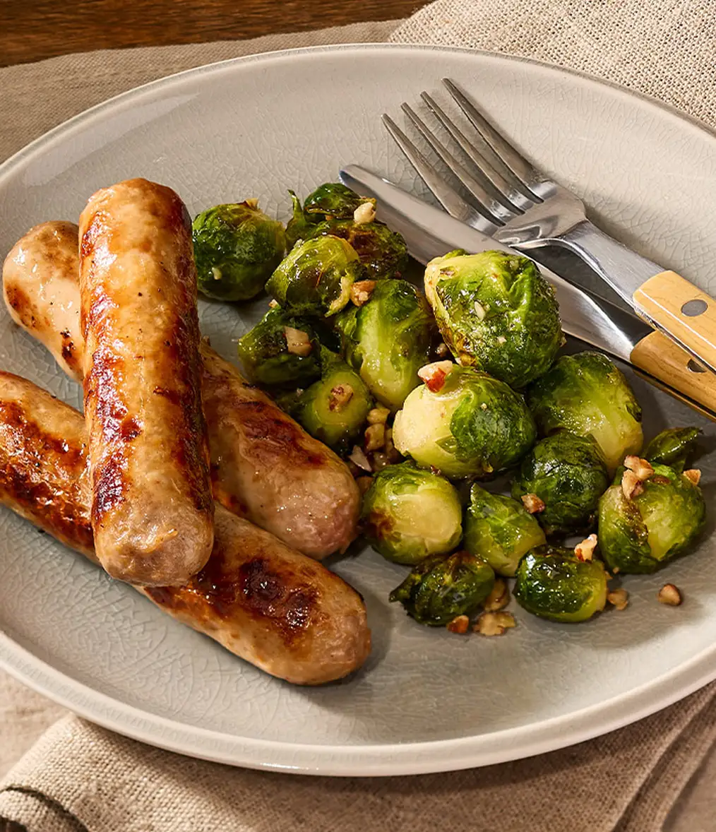 Saucisses La Fernandière avec choux de bruxelles