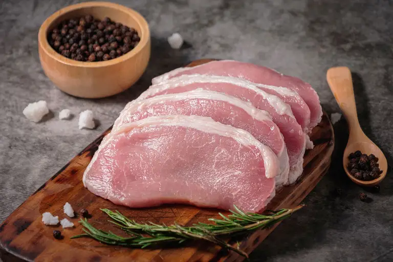 Porc frais cru sur planche
