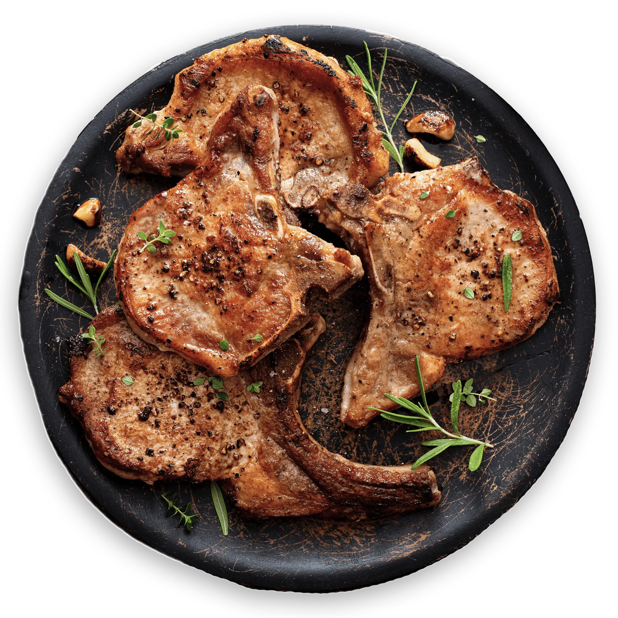 Assiette de cotelettes de porc