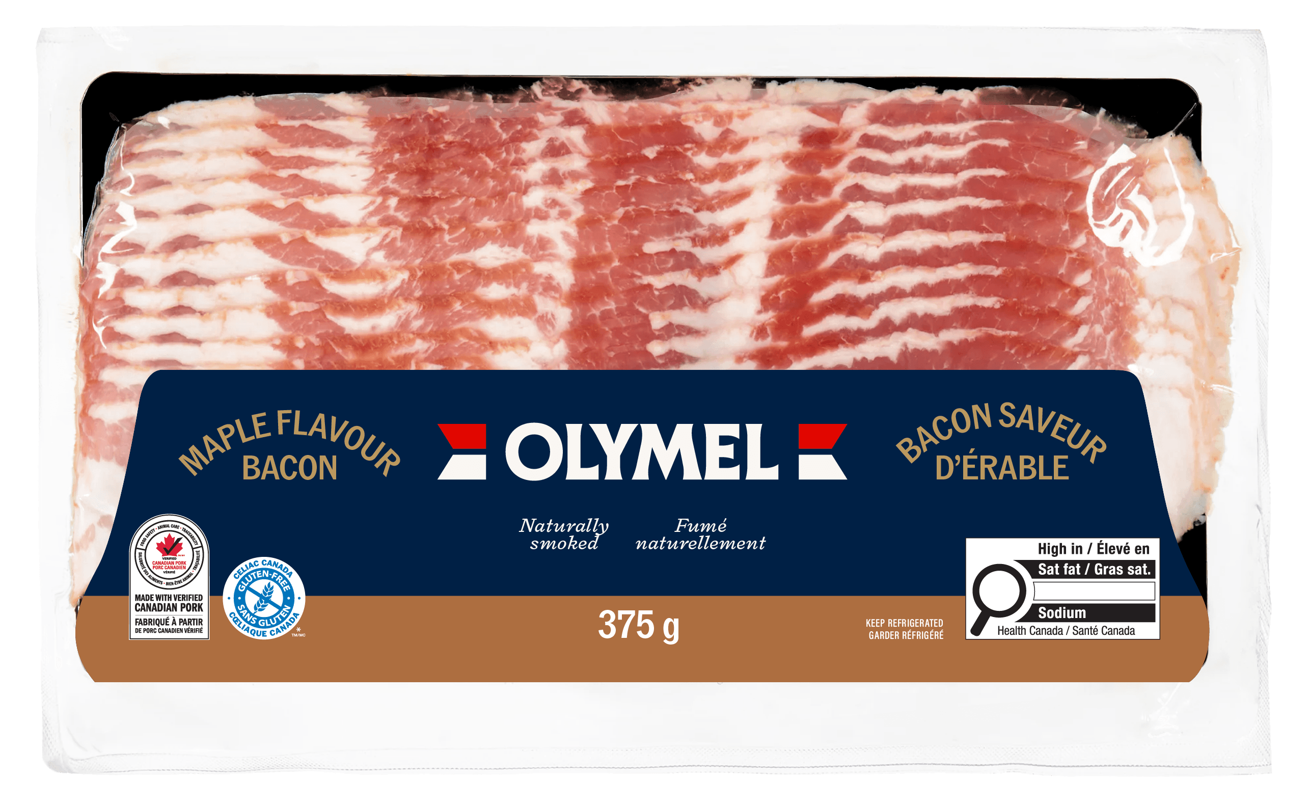 Emballage bacon fumé naturellement à la saveur d'érable