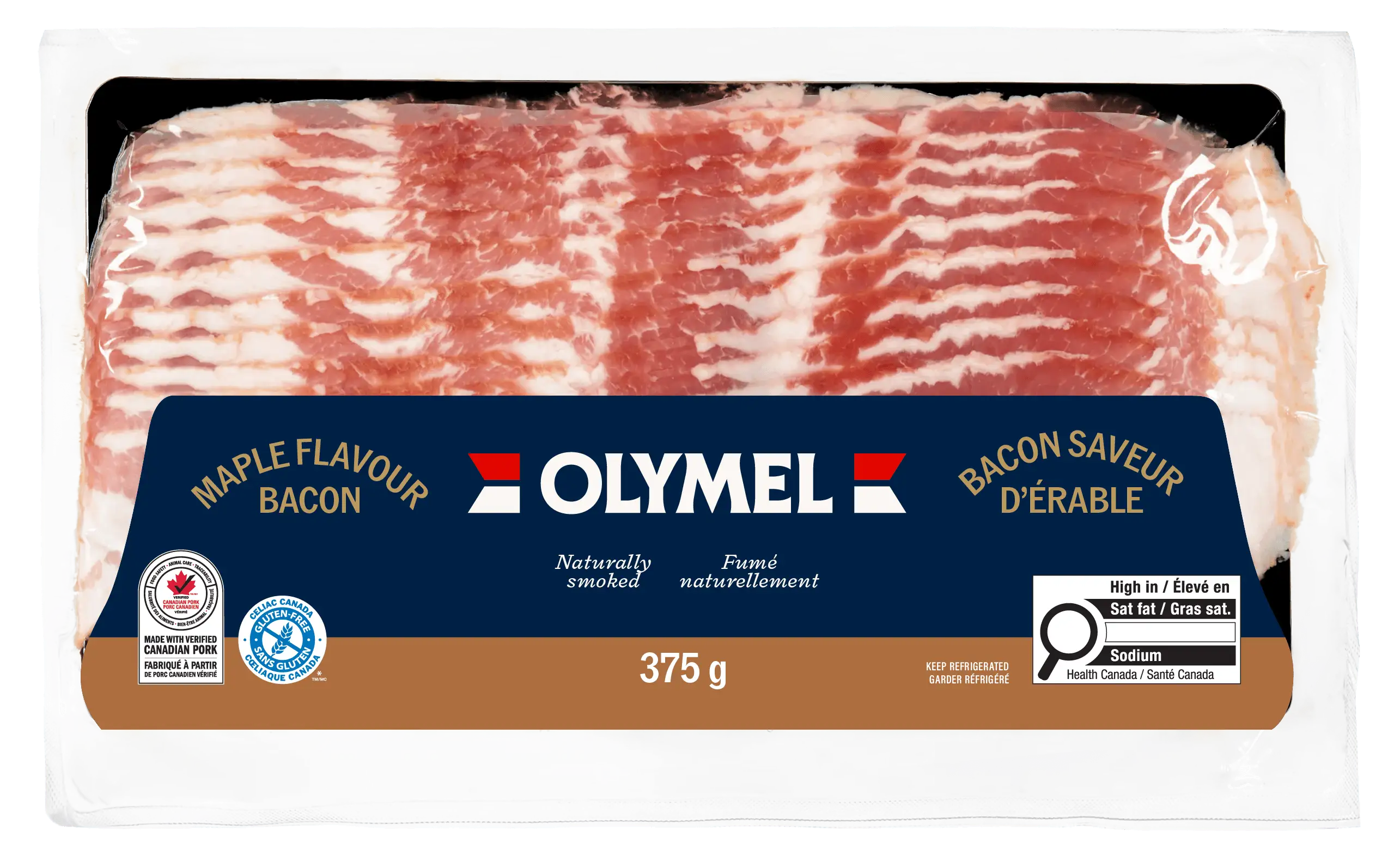 Emballage bacon fumé naturellement à la saveur d'érable