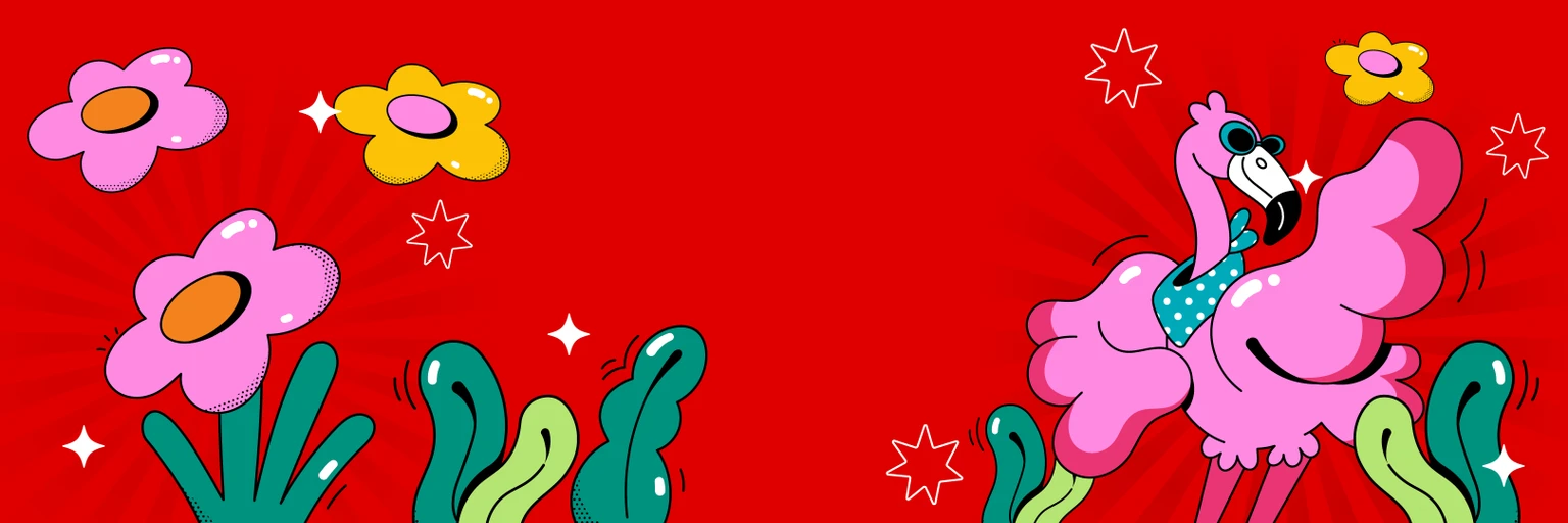 Illustrations de notre mascotte Flamingo