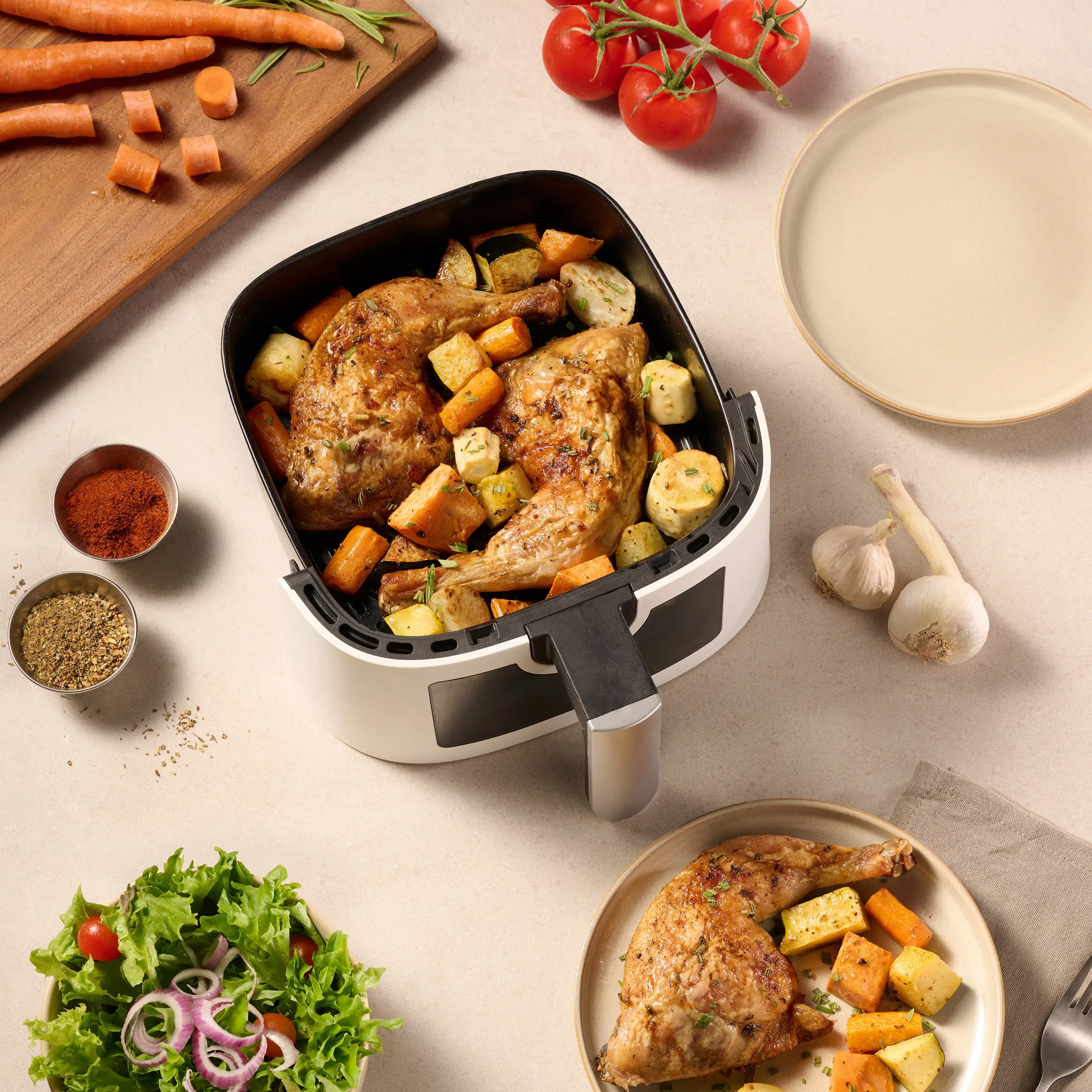 Cuisses de poulet et légumes d'automne à la friteuse à air