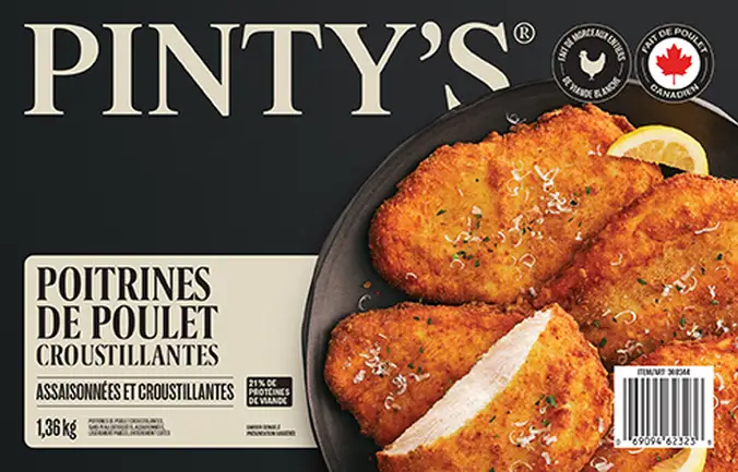 Emballage produit poitrines de poulet croustillantes