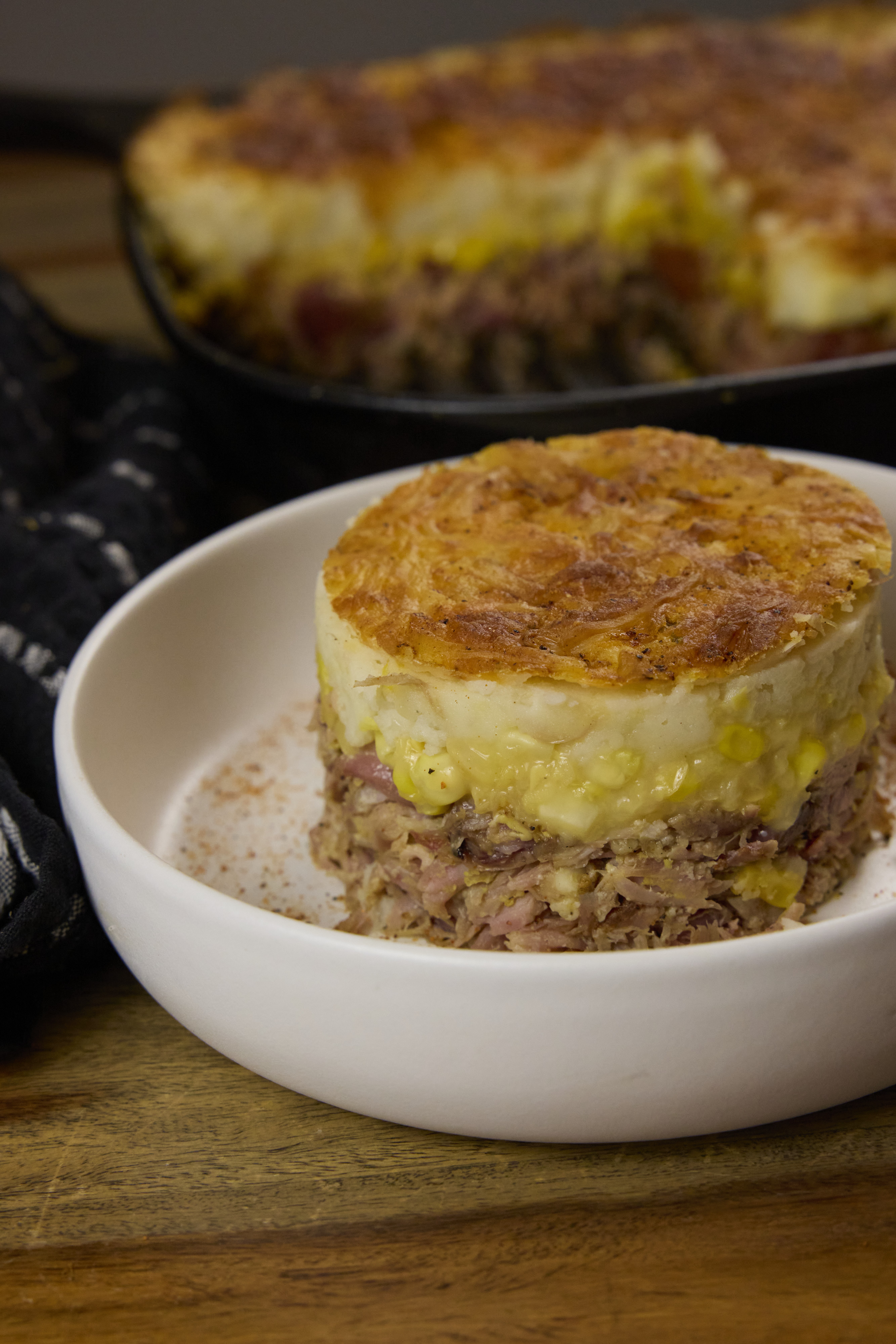 Pâté chinois aux côtes de porc effilochées