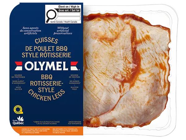 emballage 3D des cuisses de poulet BBQ style rotisserie