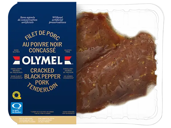 emballage 3D du filet de porc au poivre noir concassé