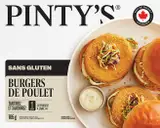 Emballage produti Pinty's burger de poulet sans gluten