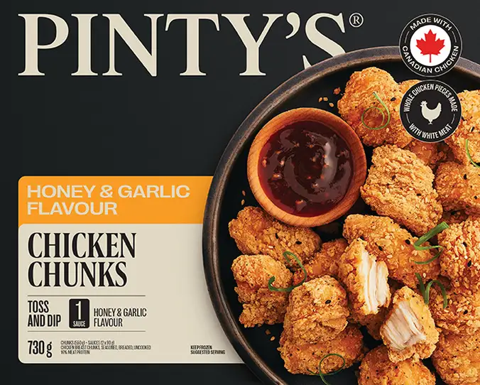 Pinty's honey and garlic flavour chicken chunks