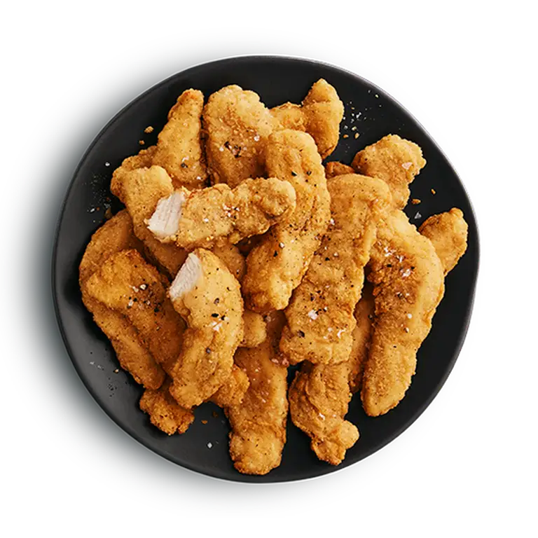 Assiette de lanières de poitrine de poulet sel et poivre