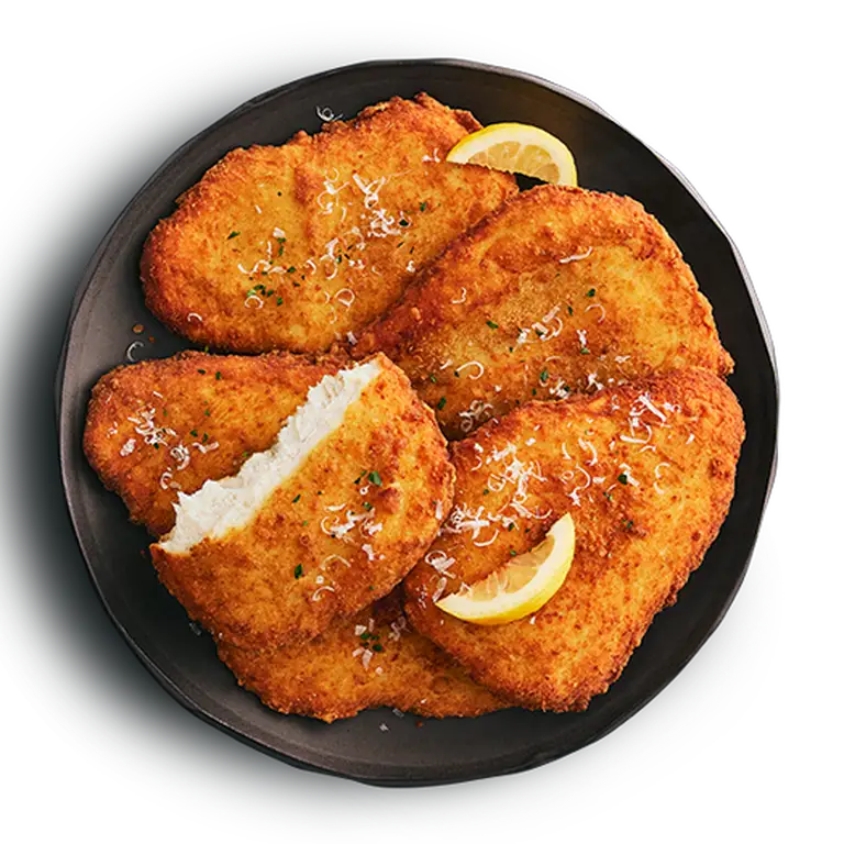 Assiette de poitrines de poulet croustillantes