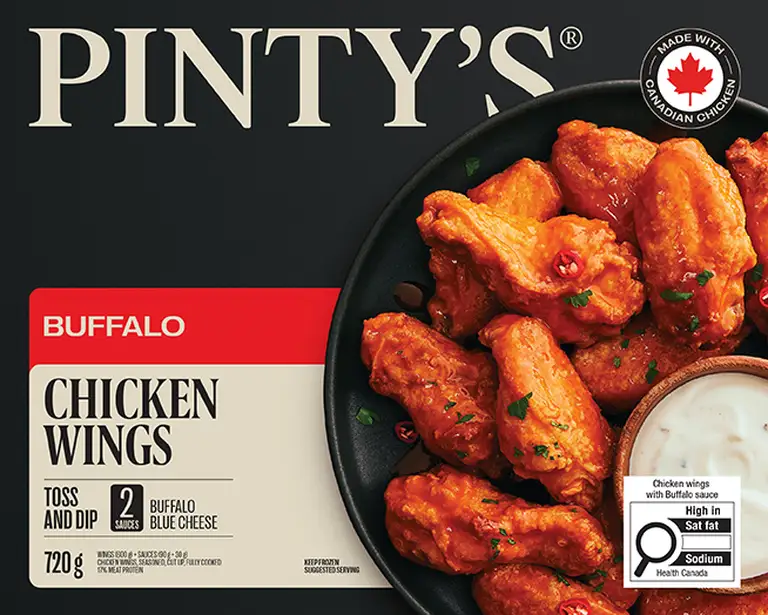 Buffalo chicken wings Pinty's packaging