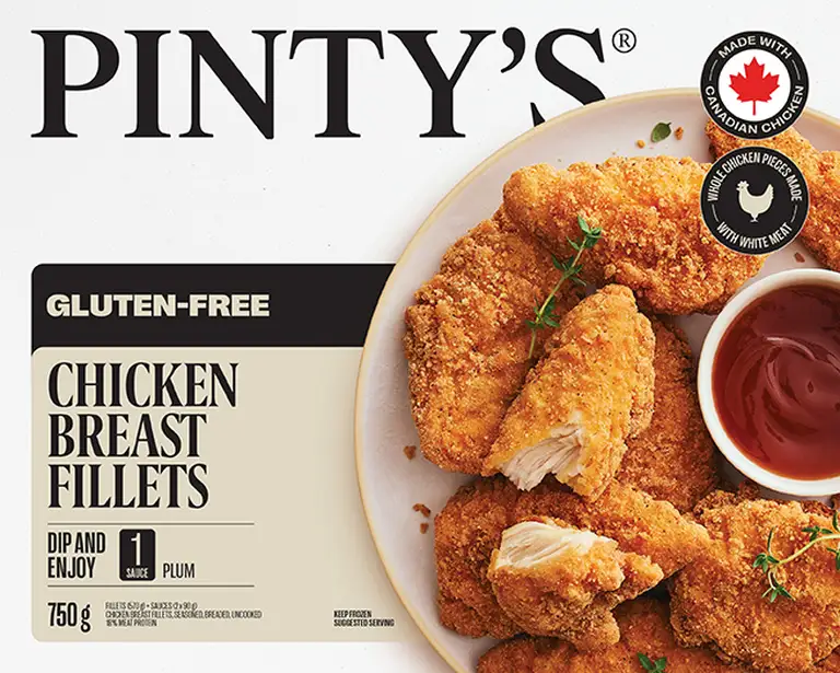 Pinty's gluten free chicken breast fillets packaging