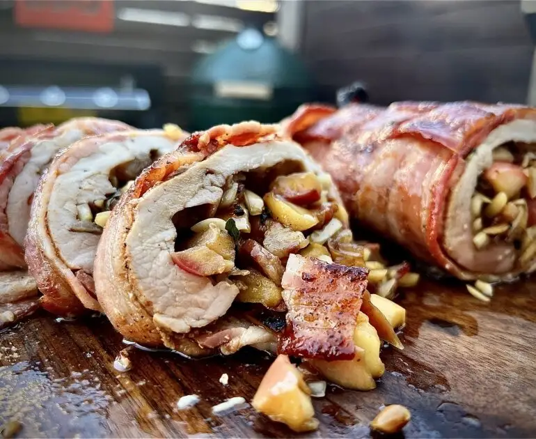 Filet de porc à l'érable, aux pommes, au bacon et à la pancetta