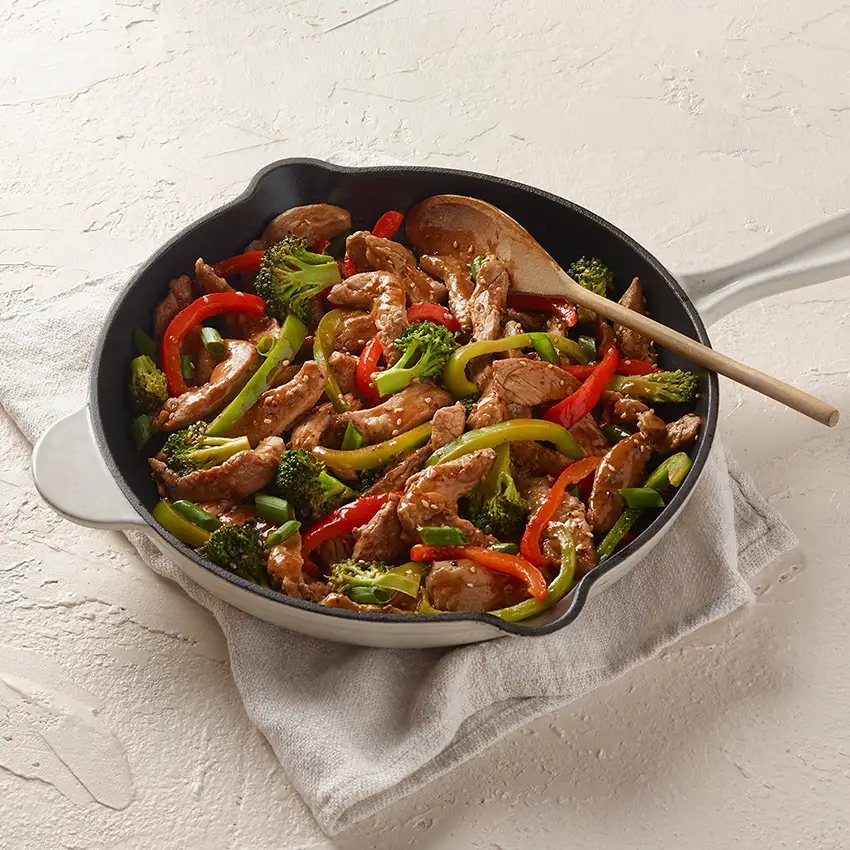 sauté de filet de porc au poivre noir et poivrons