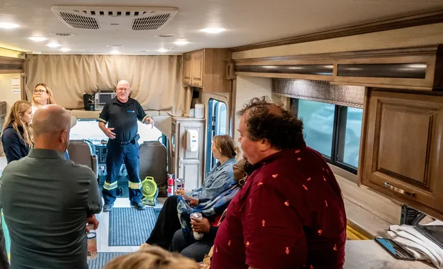 Team members representing Huron Shores Family Health Team, NL Health Services – Eastern Rural/Urban Zones and Victoria Cool Aid Society learning about the Saskatoon Tribal Council Health Bus which is a collaborative initiative between Medavie Health Services, the Saskatoon Tribal Council and the Government of Saskatchewan serving seven First Nations communities.